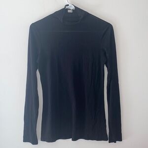 Aritzia Babaton Mock Neck Long Sleeve Semi Sheer Black Top